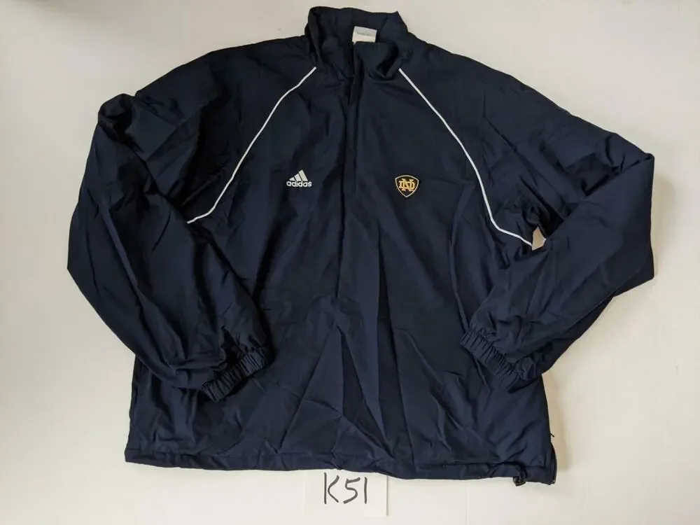 Adidas Notre Dame Jacket Size XL 1/2 Zip Blue Climate -0522K51